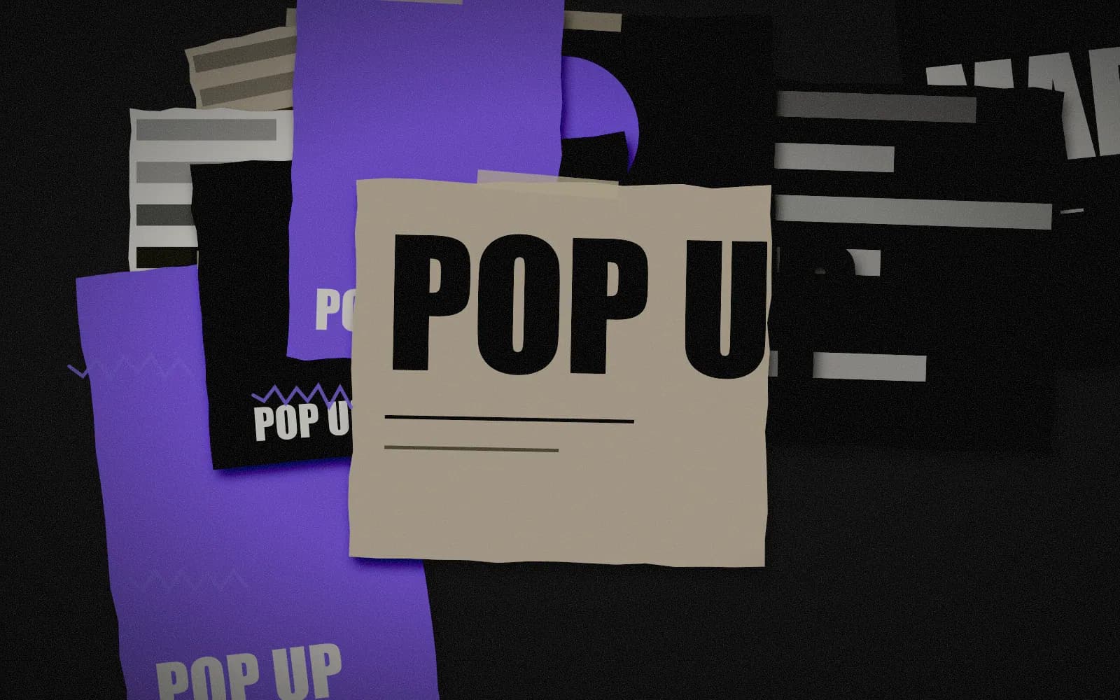 Layered flyer collage reading Market and Pop Up