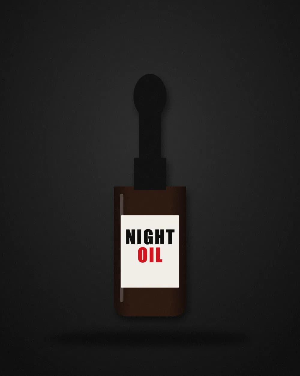 Amber dropper bottle labelled Night Oil