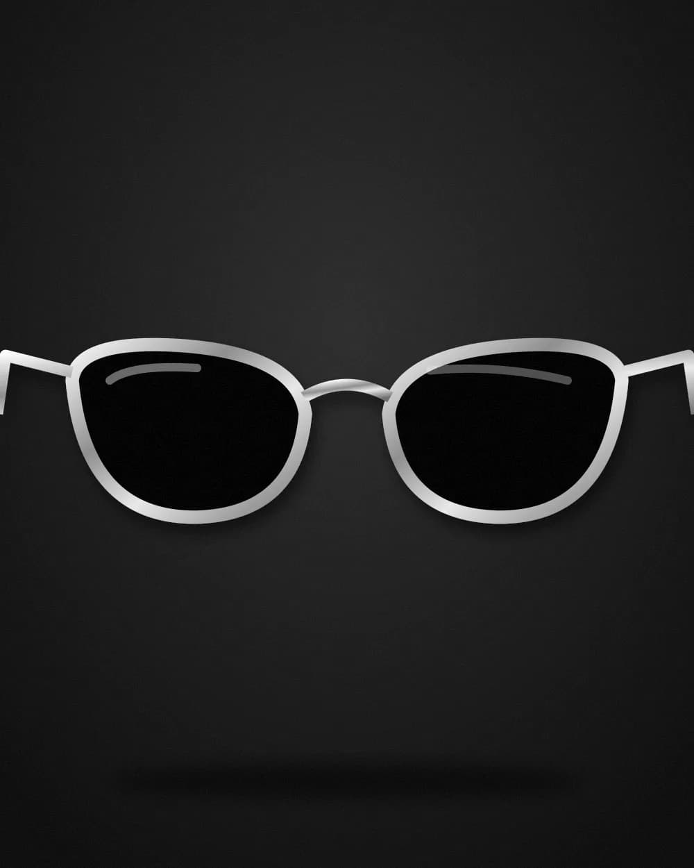 Black cat-eye sunglasses with thin silver frames